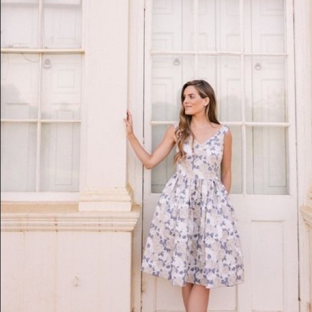 GAL MEETS GLAM Ava Floral Jacquard Flare Dress